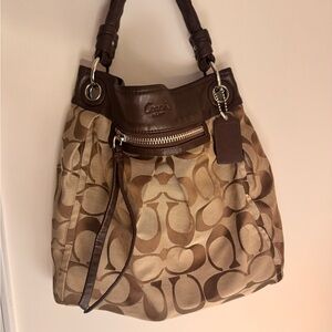 Coach Brown and Cream Shoulder Bag